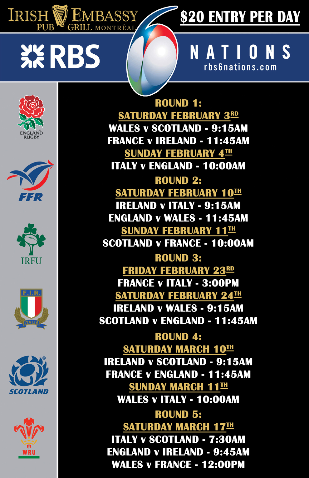 6 Nations Fixtures 2024 Schedule emilee karalynn